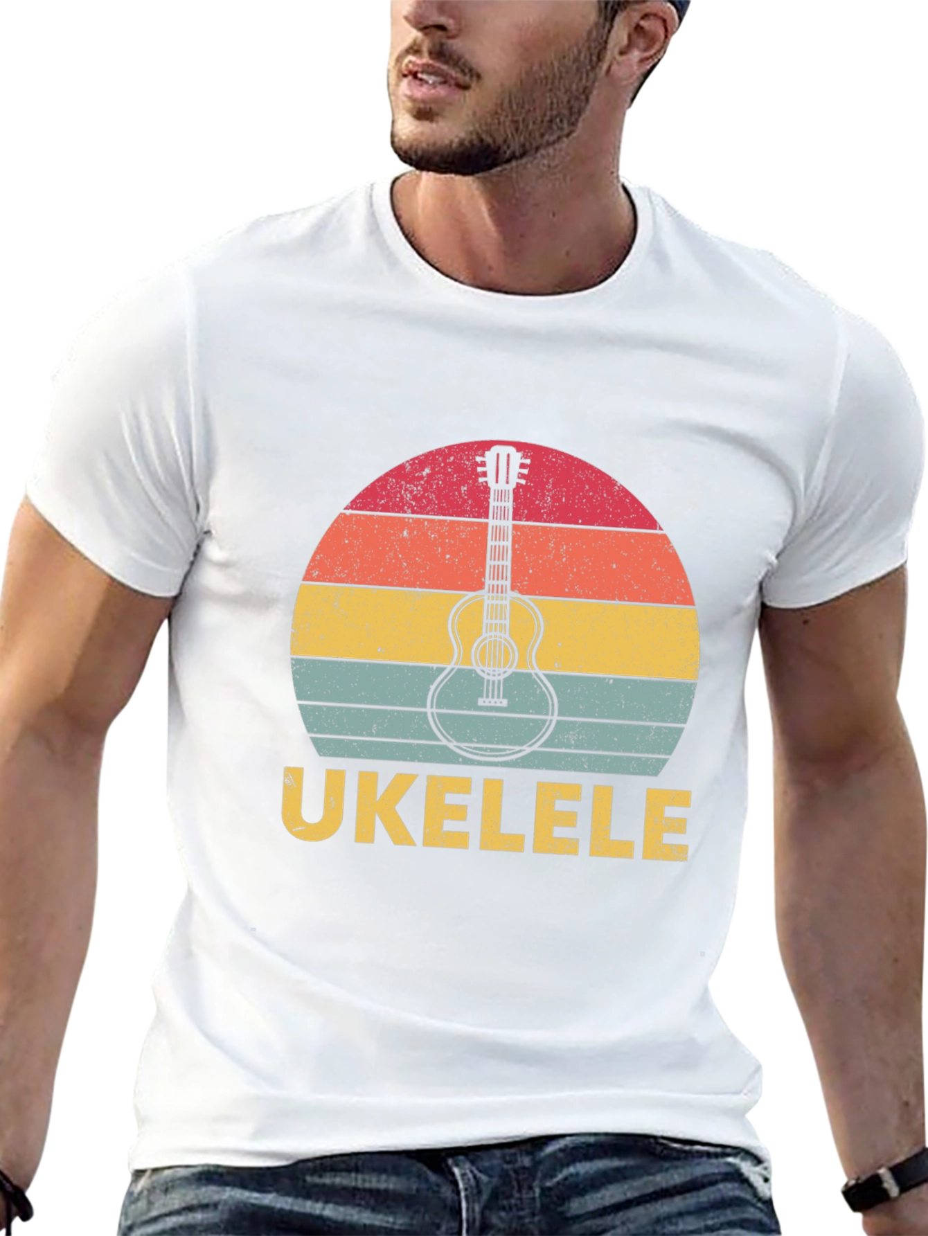 Retro Ukulele Sunset Graphic T-Shirt