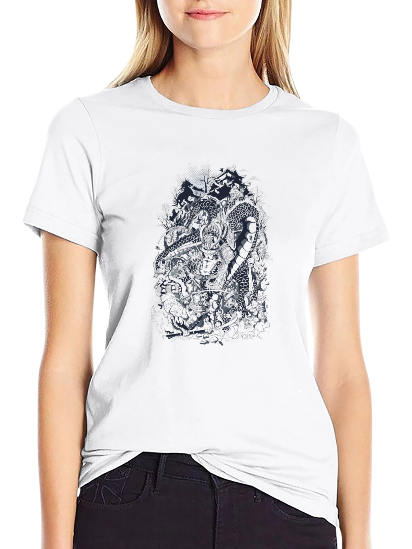 Skull Dragon Graphic Tee - Black