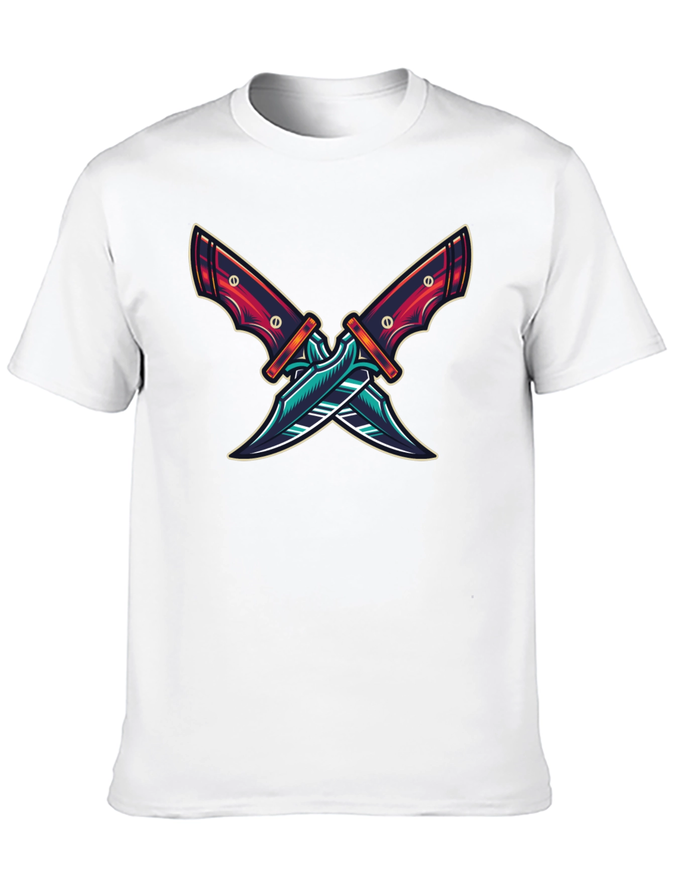Crossed Blades Graphic T-Shirt - Edgy Design