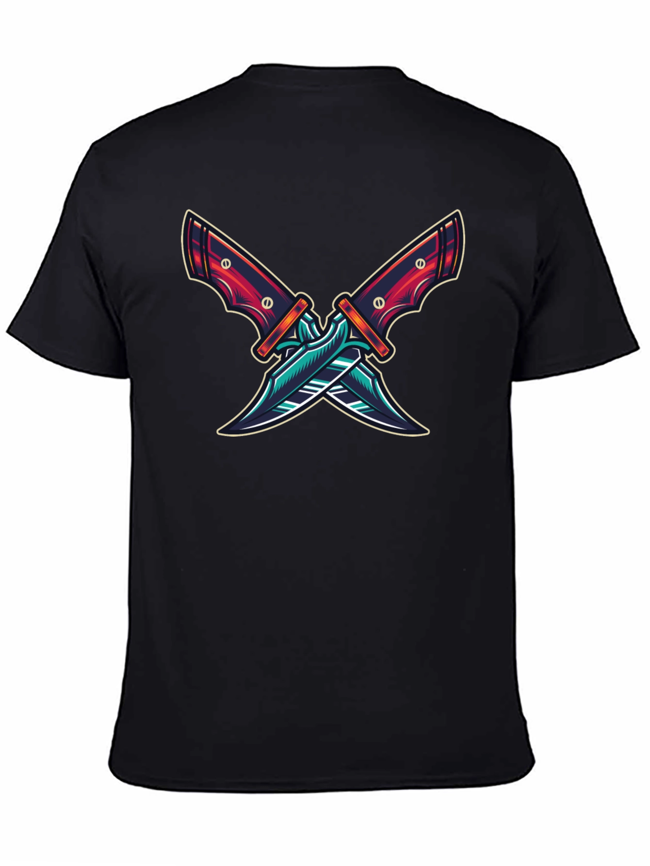 Crossed Blades Graphic T-Shirt - Edgy Design