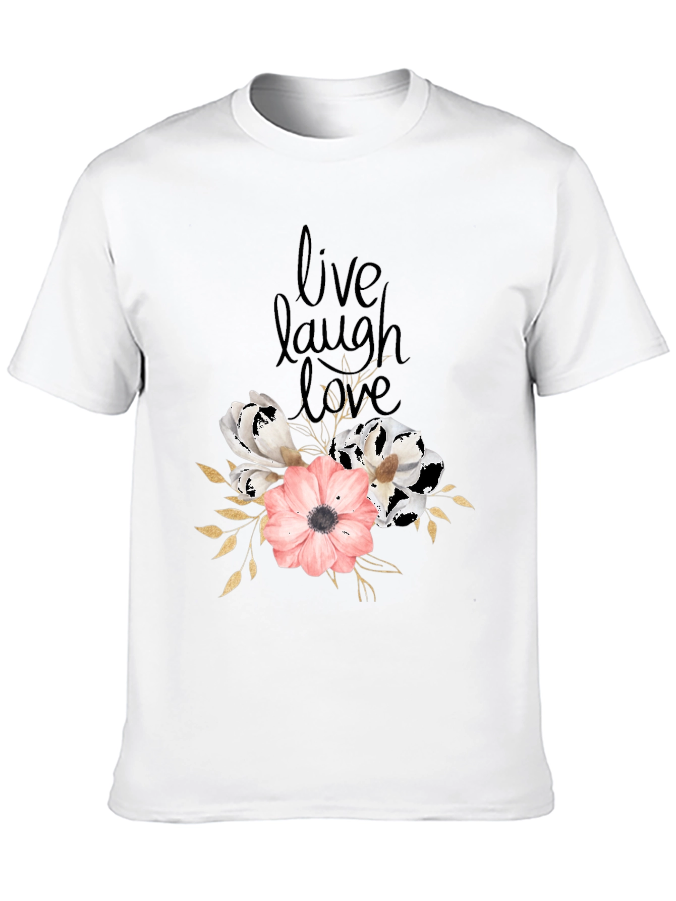 Live Laugh Love Floral Black T-Shirt