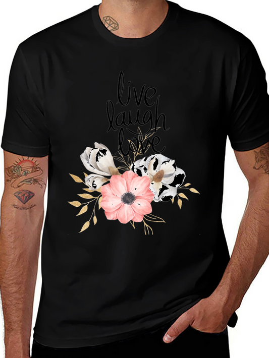 Live Laugh Love Floral Black T-Shirt