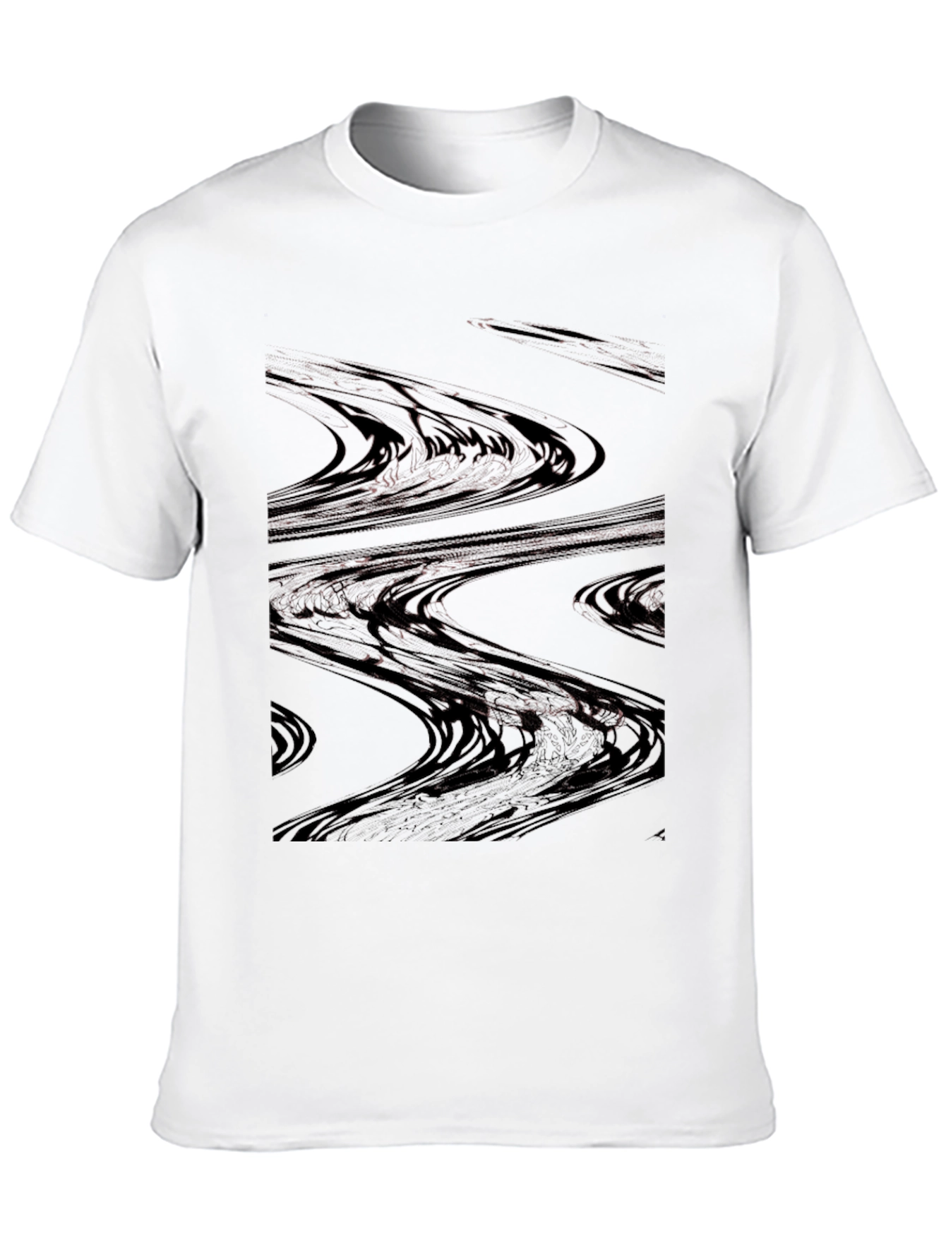 Abstract Wave Pattern Black T-Shirt