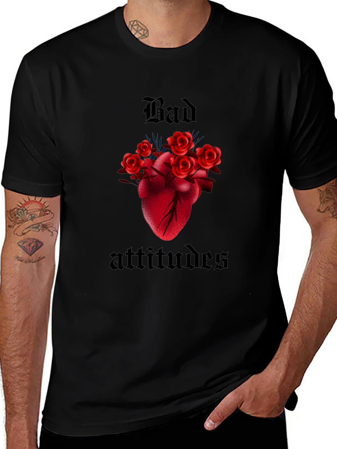 Bad Attitudes Heart and Roses Graphic Tee