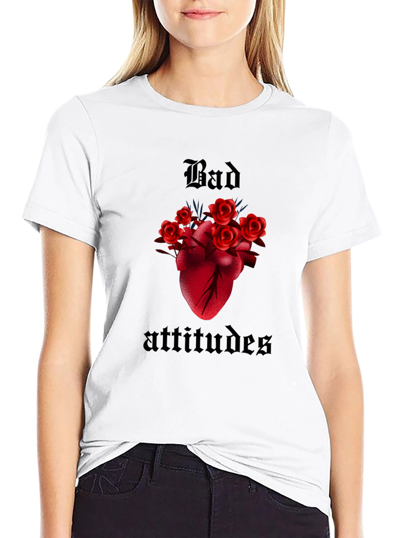 Bad Attitudes Heart and Roses Graphic Tee