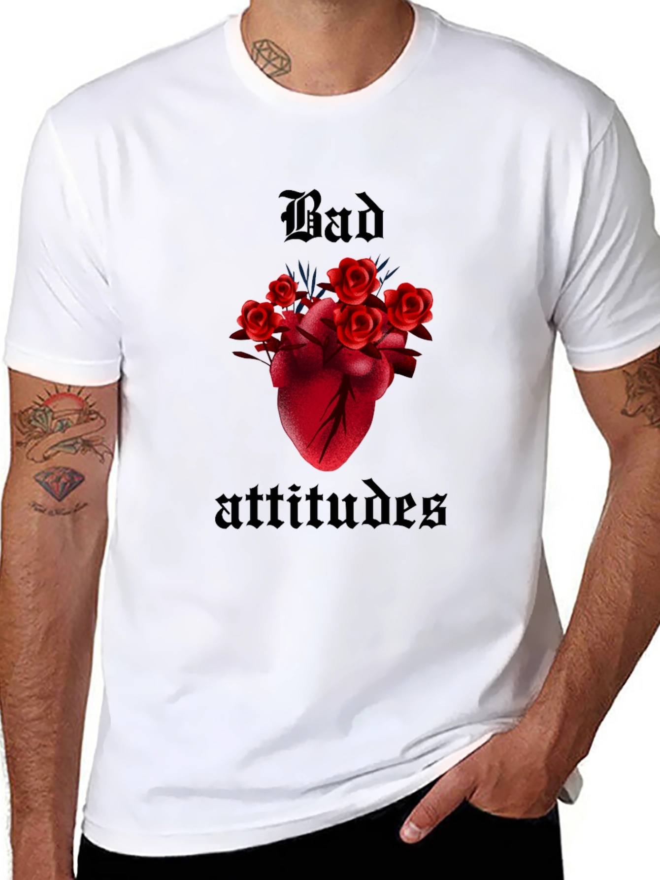 Bad Attitudes Heart and Roses Graphic Tee