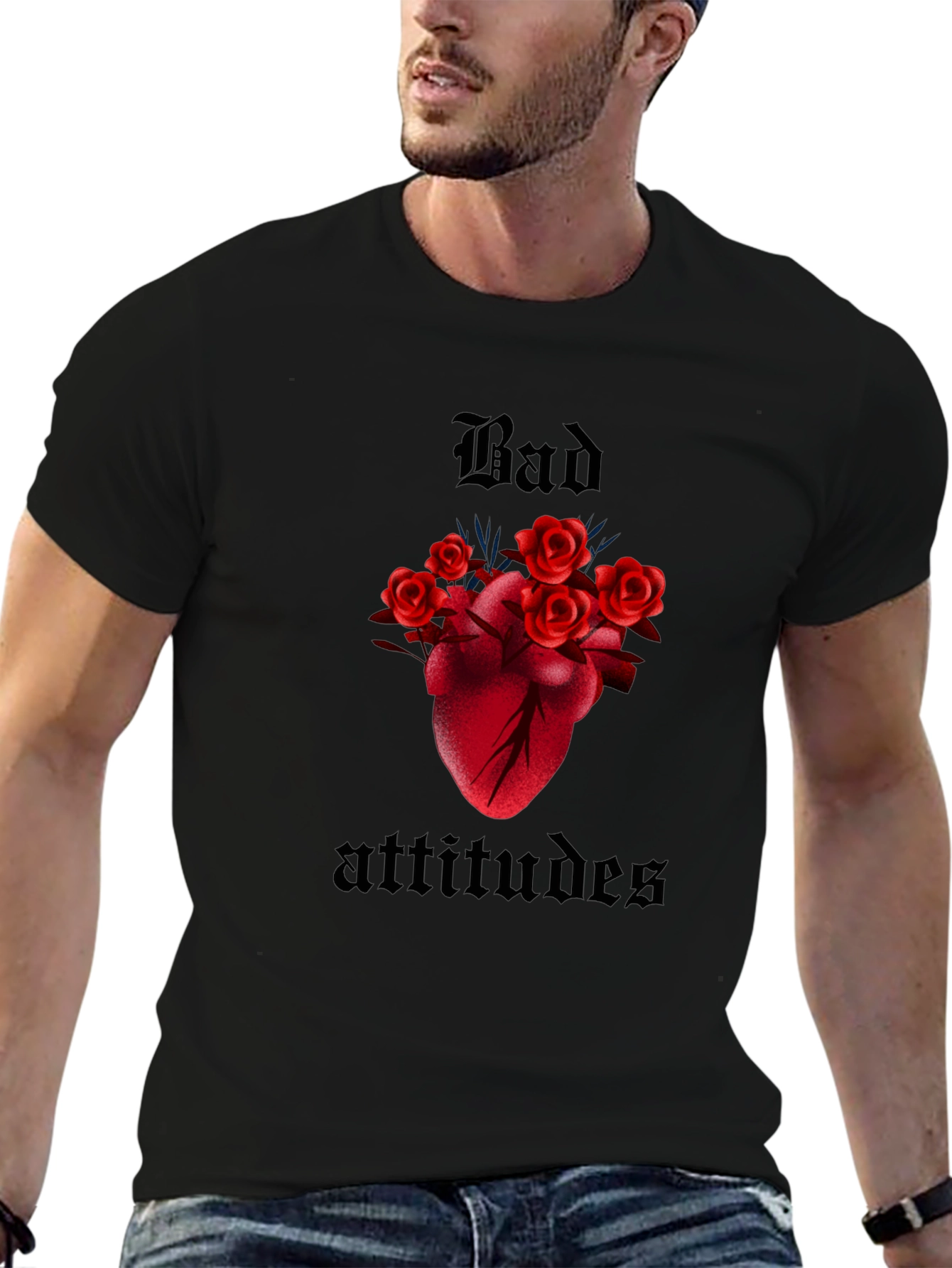 Bad Attitudes Heart and Roses Graphic Tee