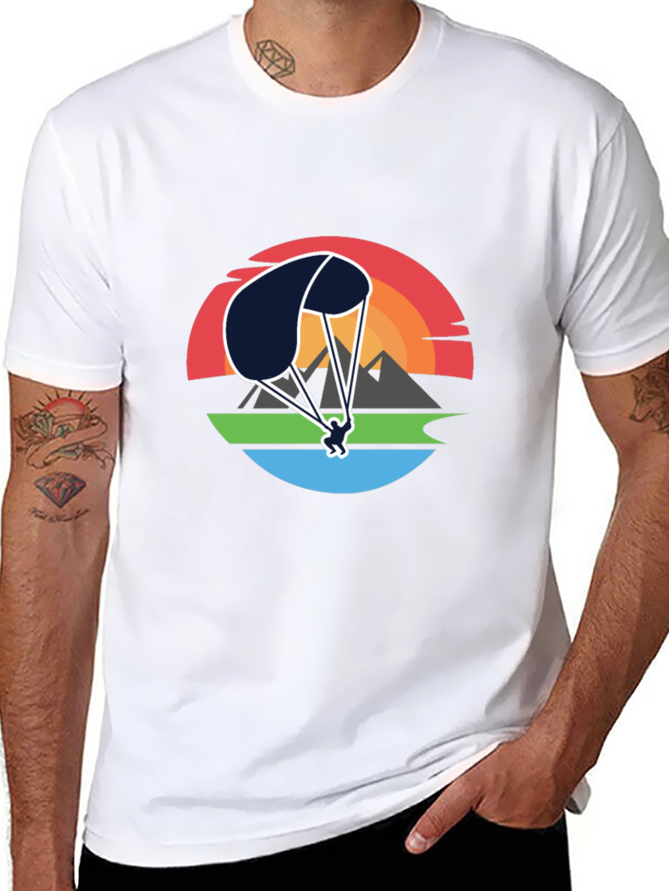 Paragliding Sunset Graphic Tee - Adventure Shirt