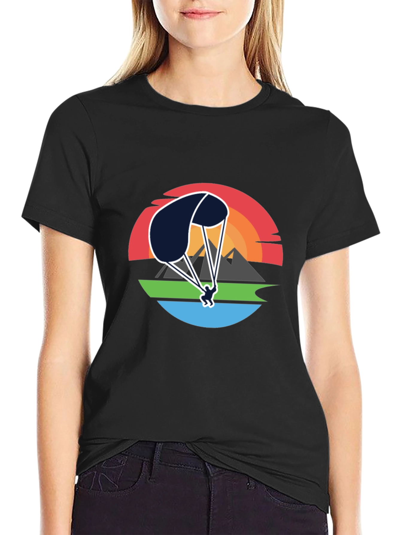 Paragliding Sunset Graphic Tee - Adventure Shirt