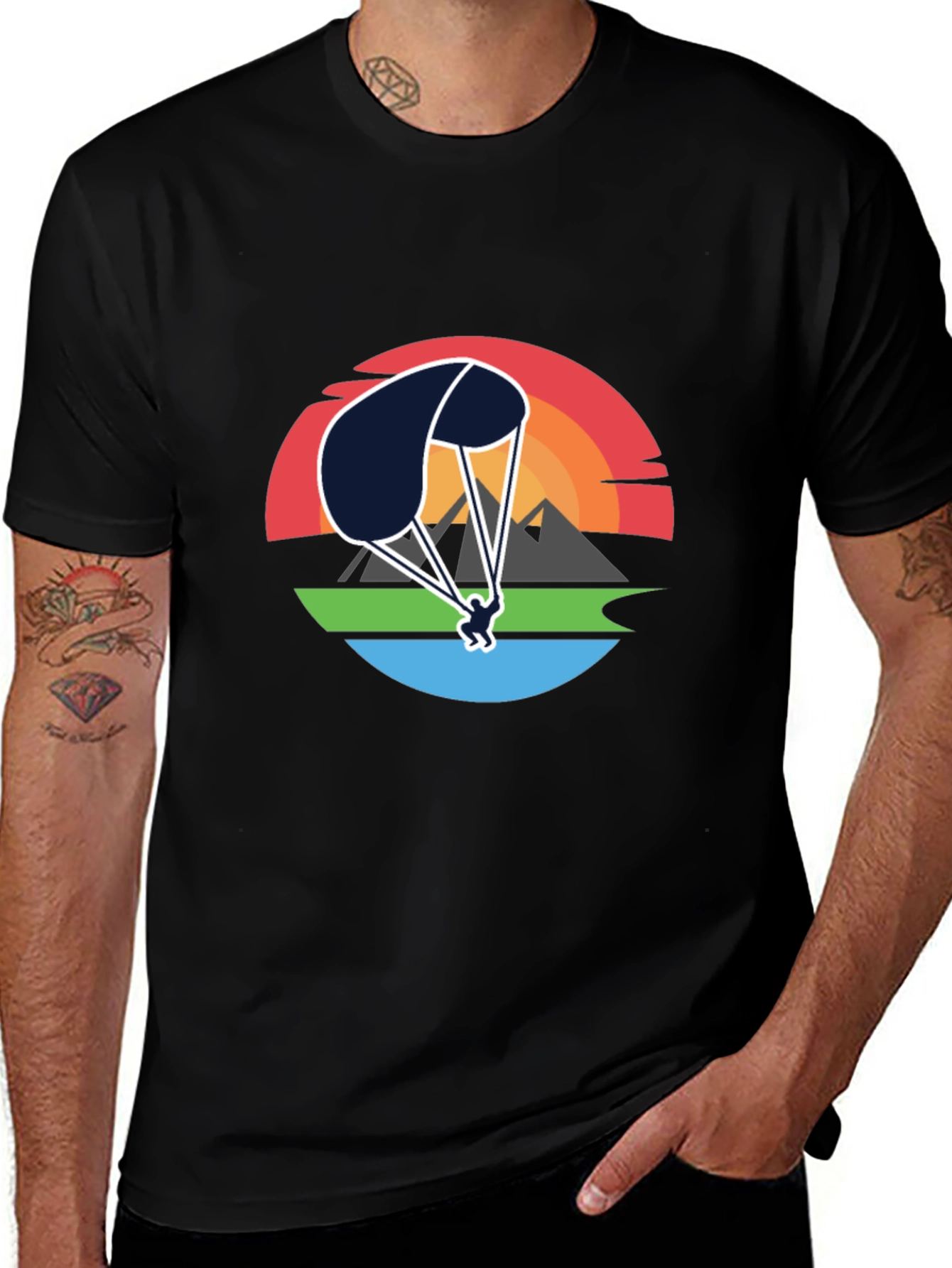 Paragliding Sunset Graphic Tee - Adventure Shirt