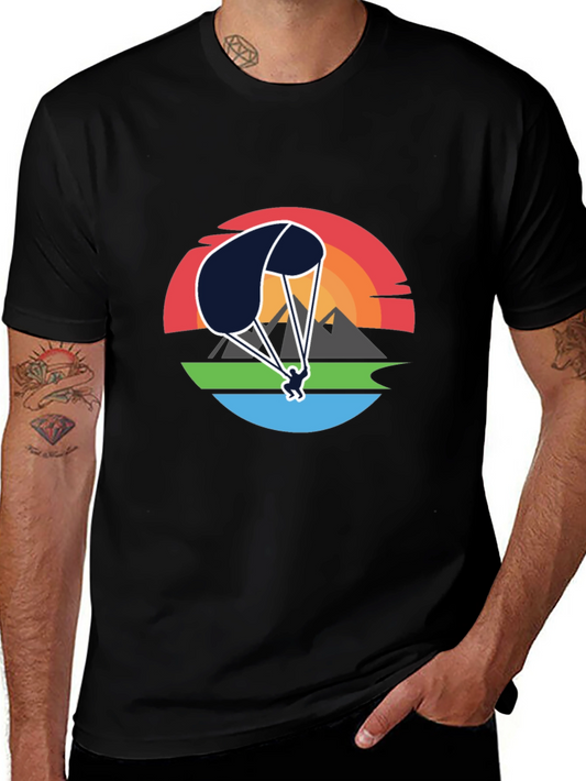 Paragliding Sunset Graphic Tee - Adventure Shirt
