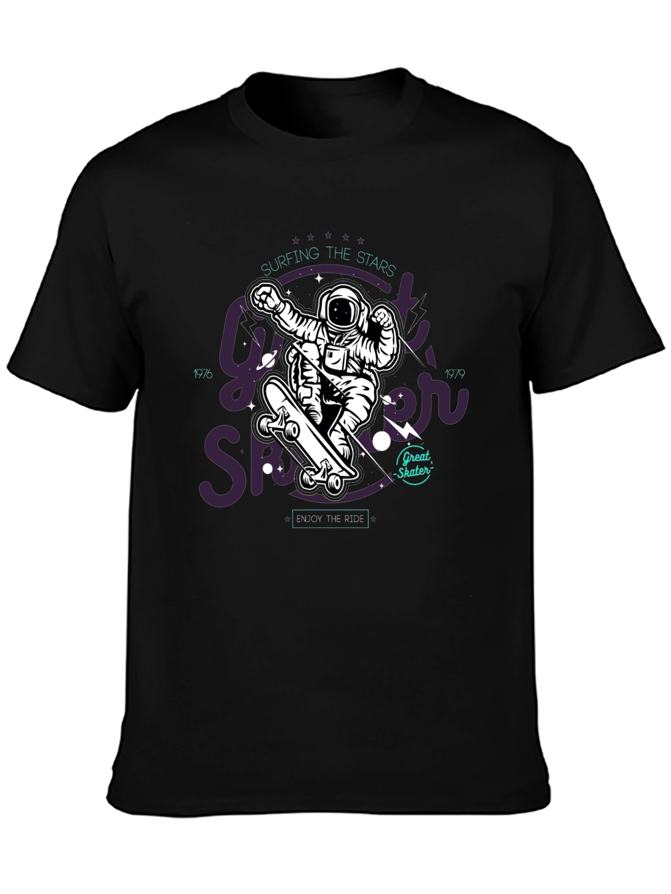 Astronaut Skater Black Graphic T-Shirt