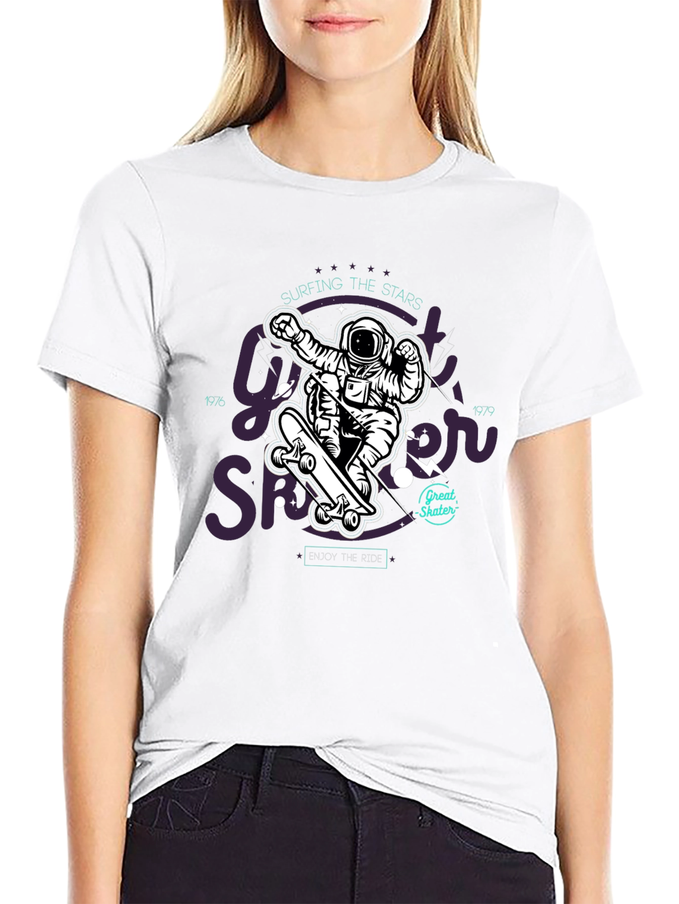 Astronaut Skater Black Graphic T-Shirt