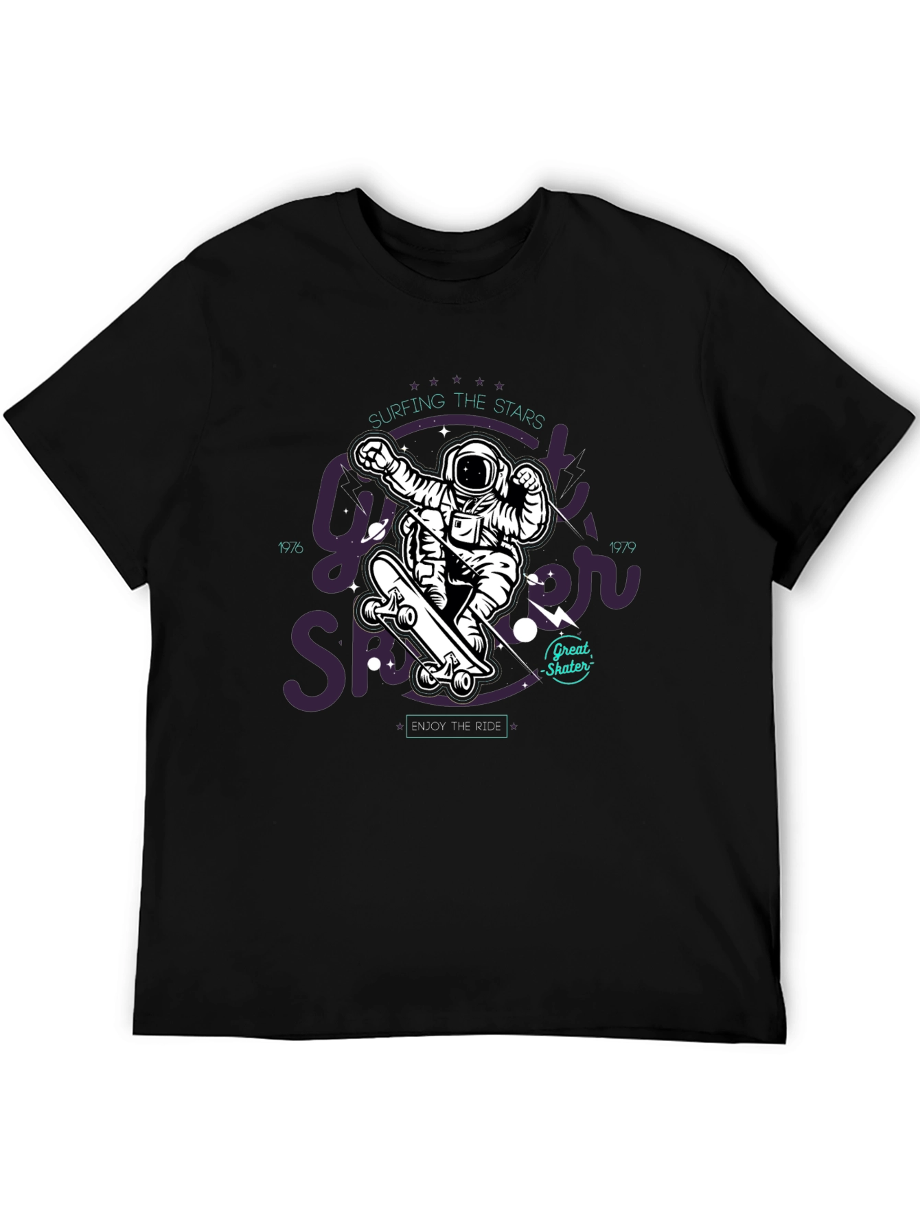 Astronaut Skater Black Graphic T-Shirt
