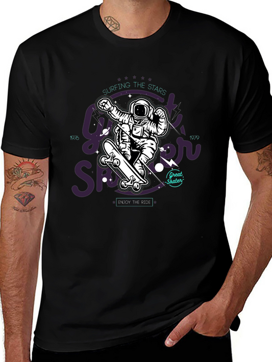 Astronaut Skater Black Graphic T-Shirt