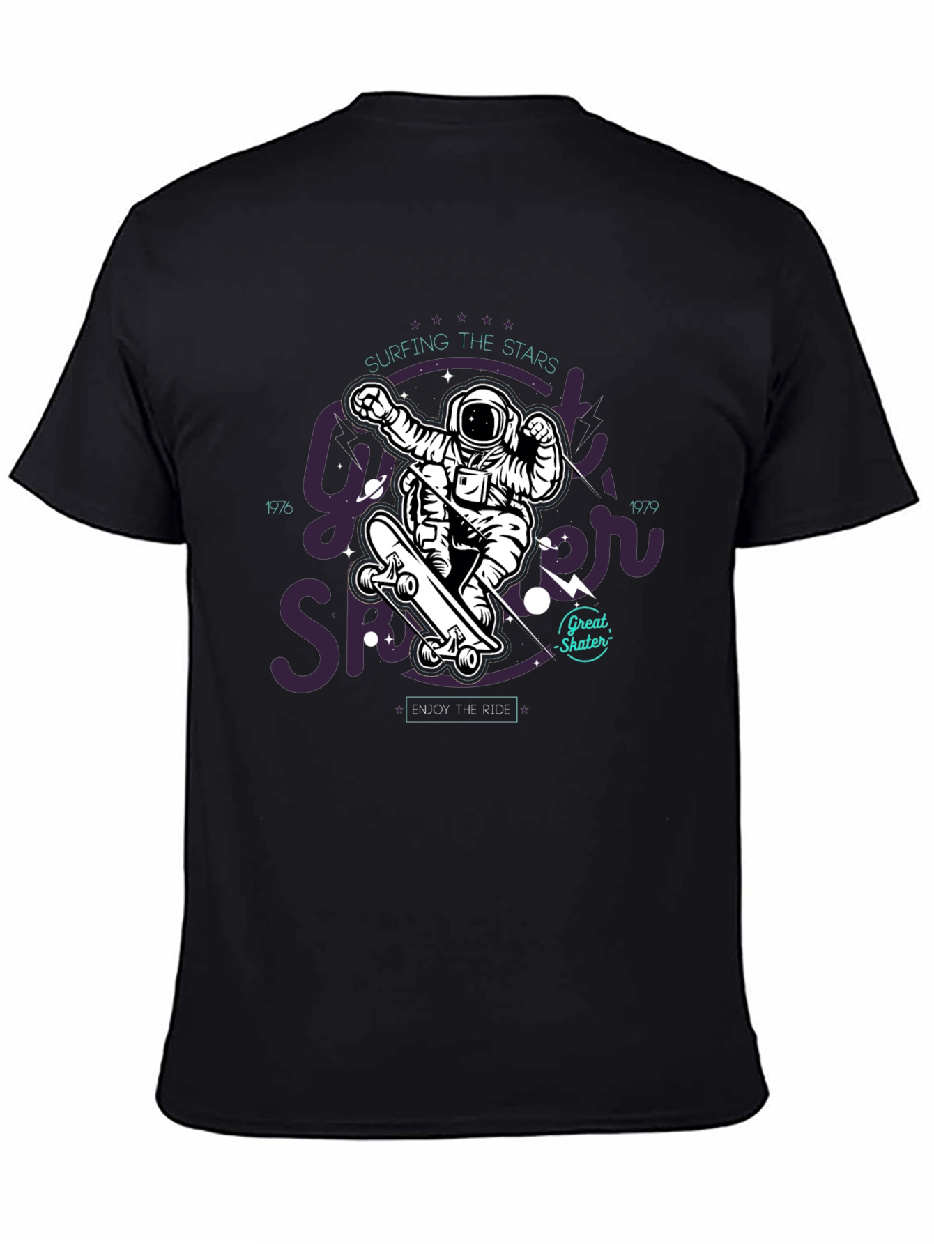 Astronaut Skater Black Graphic T-Shirt