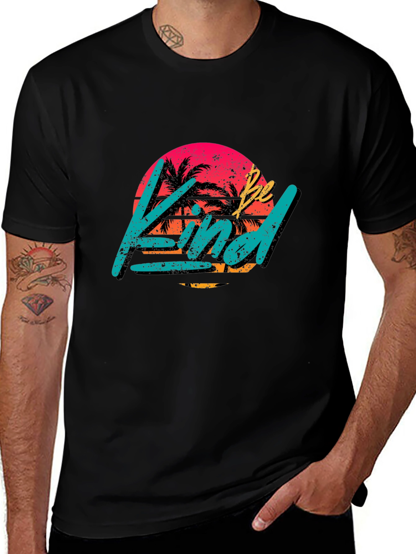 Be Kind Retro Graphic T-Shirt - Black