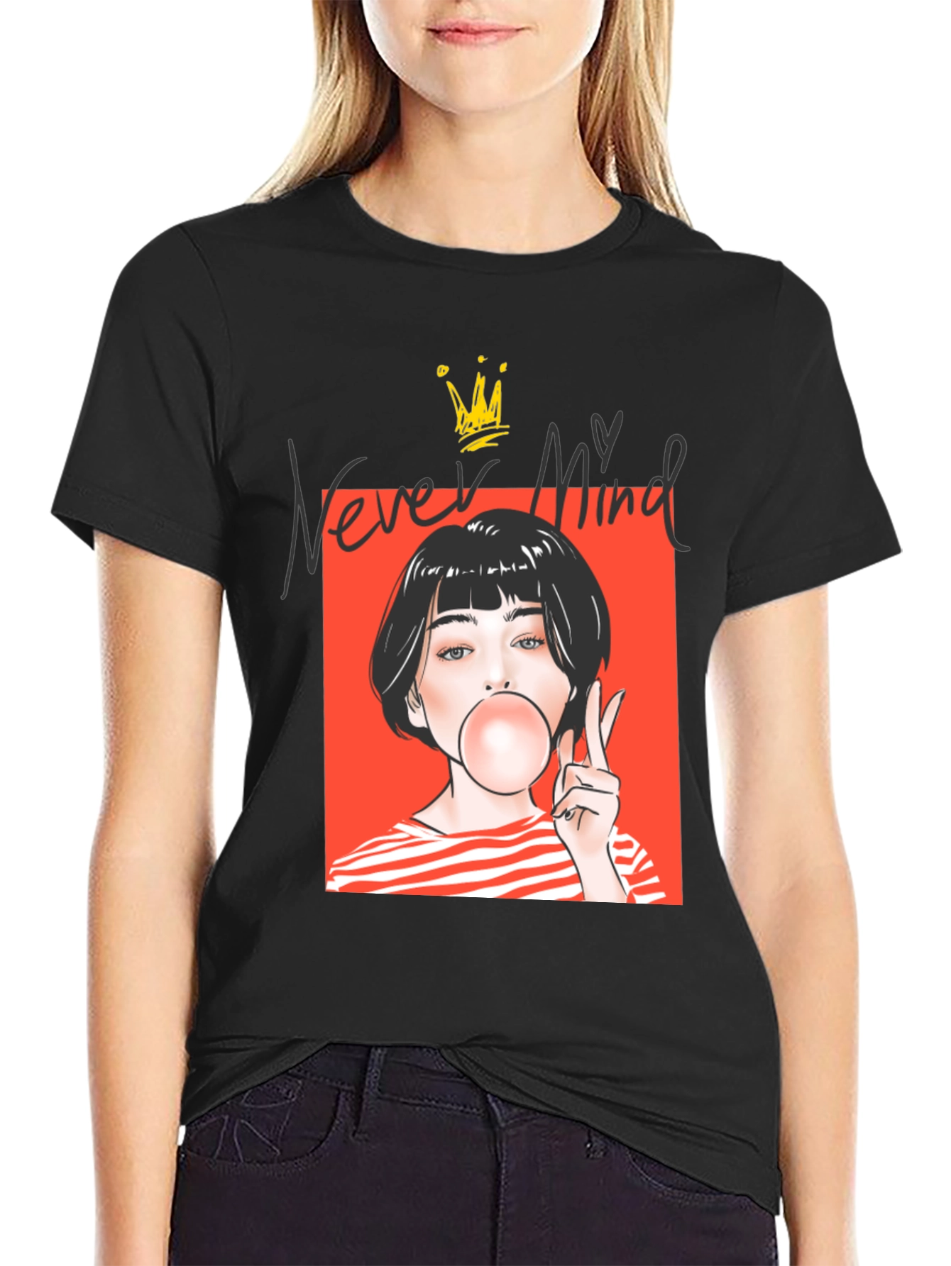 Never Mind Graphic Tee - Black Unisex T-Shirt