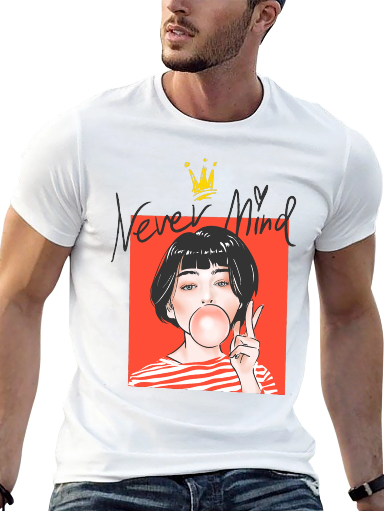 Never Mind Graphic Tee - Black Unisex T-Shirt