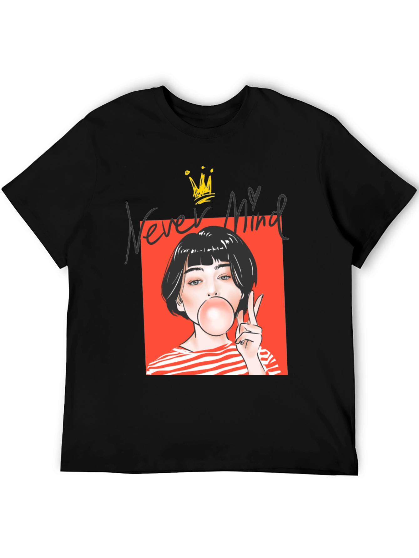 Never Mind Graphic Tee - Black Unisex T-Shirt