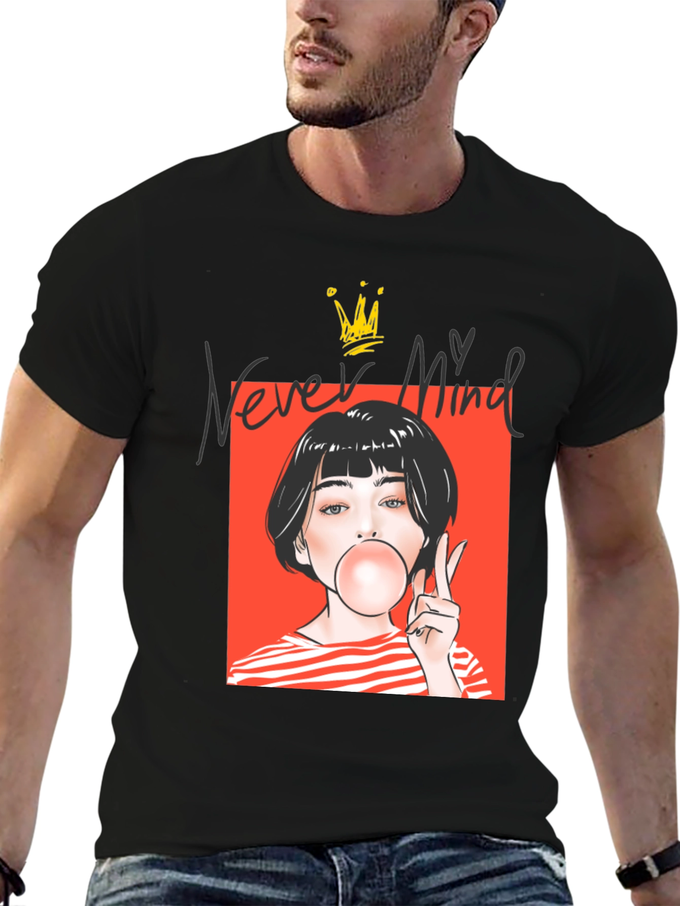 Never Mind Graphic Tee - Black Unisex T-Shirt