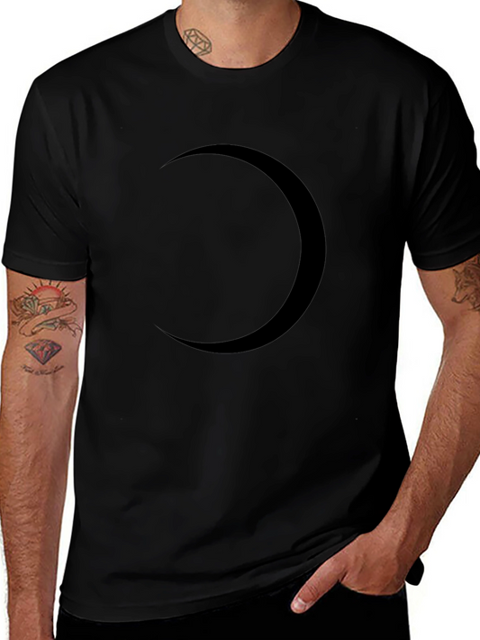 Black Crescent Moon Graphic Tee - Modern Style