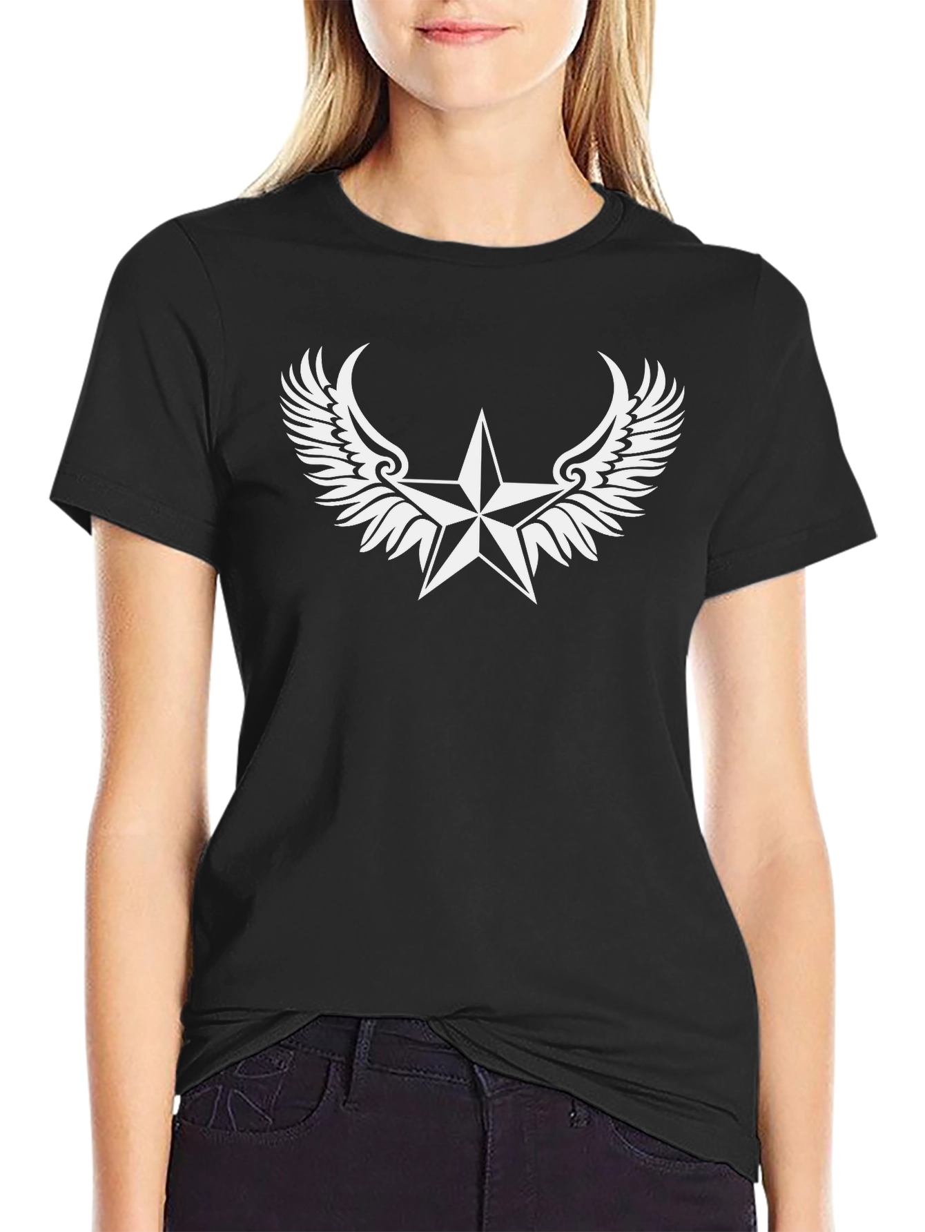 Winged Star Graphic Tee - Black
