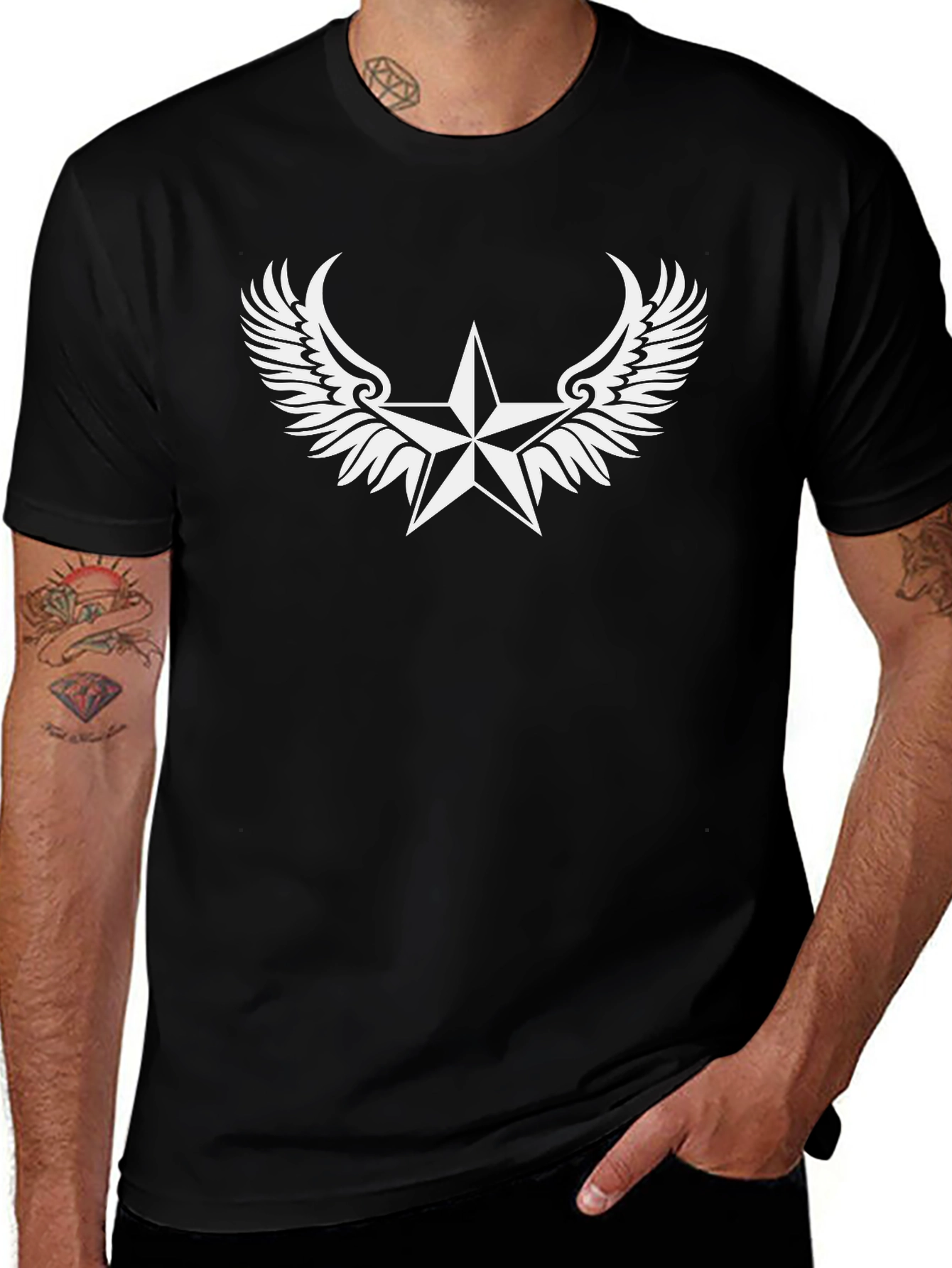 Winged Star Graphic Tee - Black