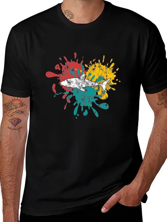 Shark Splash Graphic Black Tee