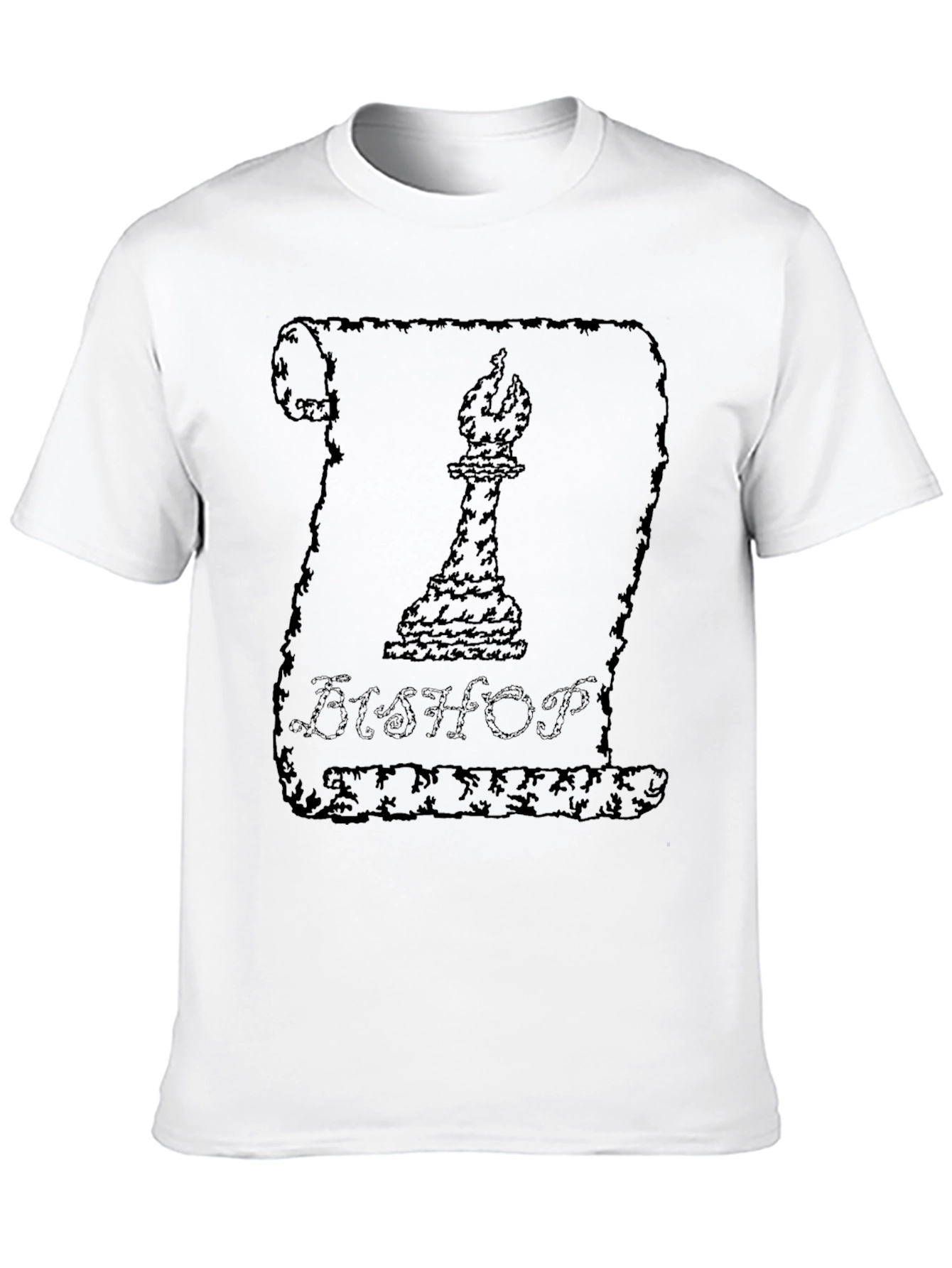 Bishop Chess Piece Scroll Graphic T-Shirt