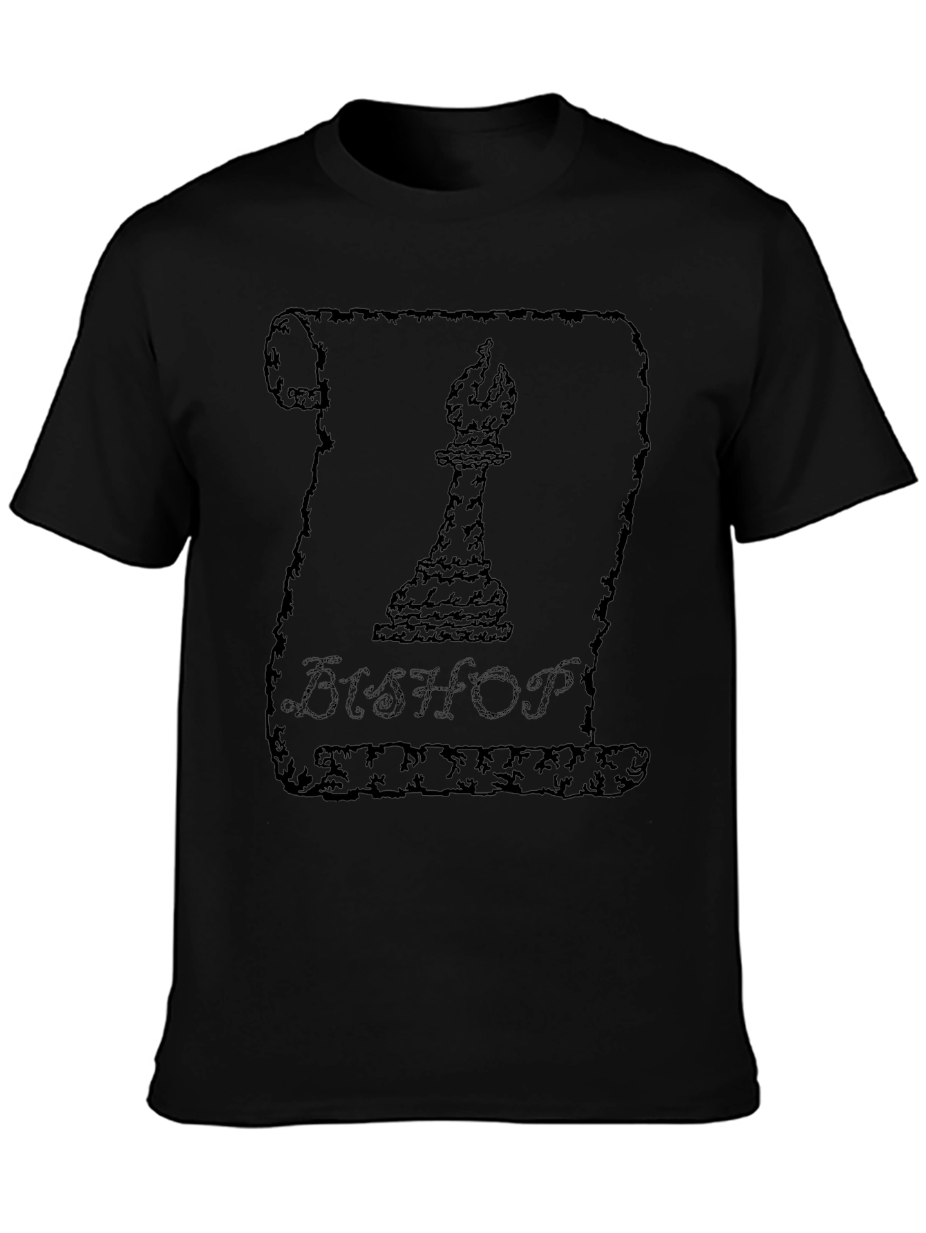 Bishop Chess Piece Scroll Graphic T-Shirt