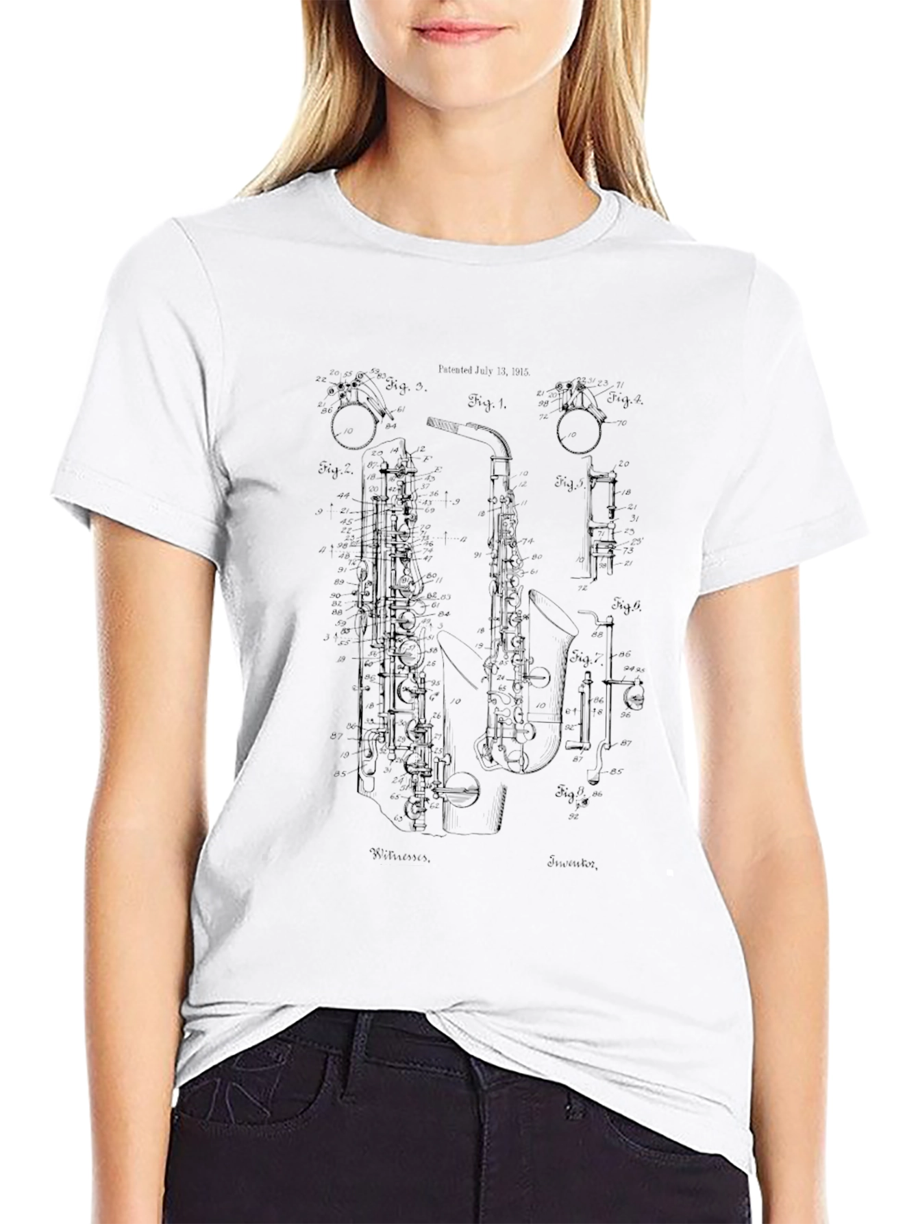 Saxophone Patent T-Shirt - Music Lover Tee