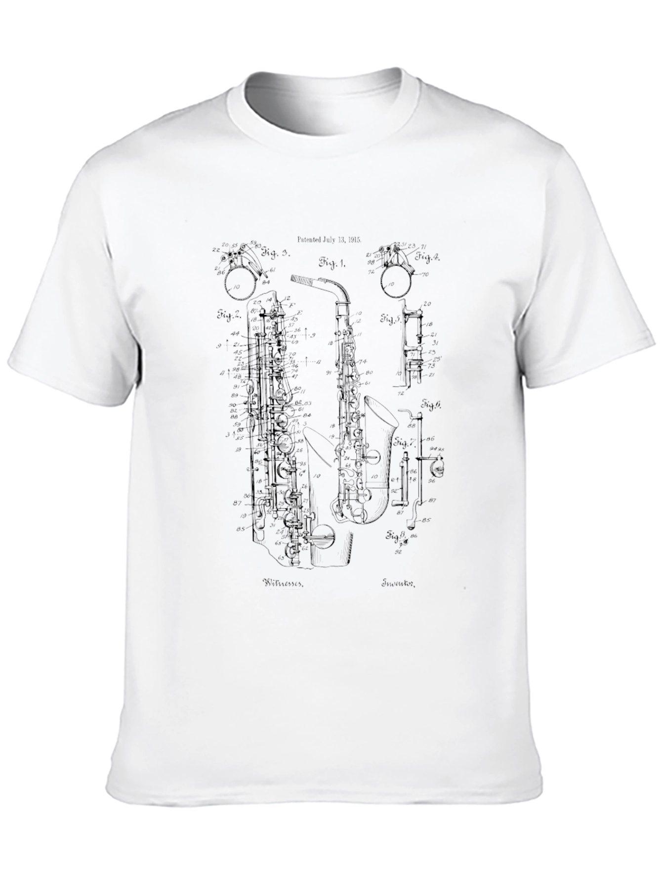 Saxophone Patent T-Shirt - Music Lover Tee