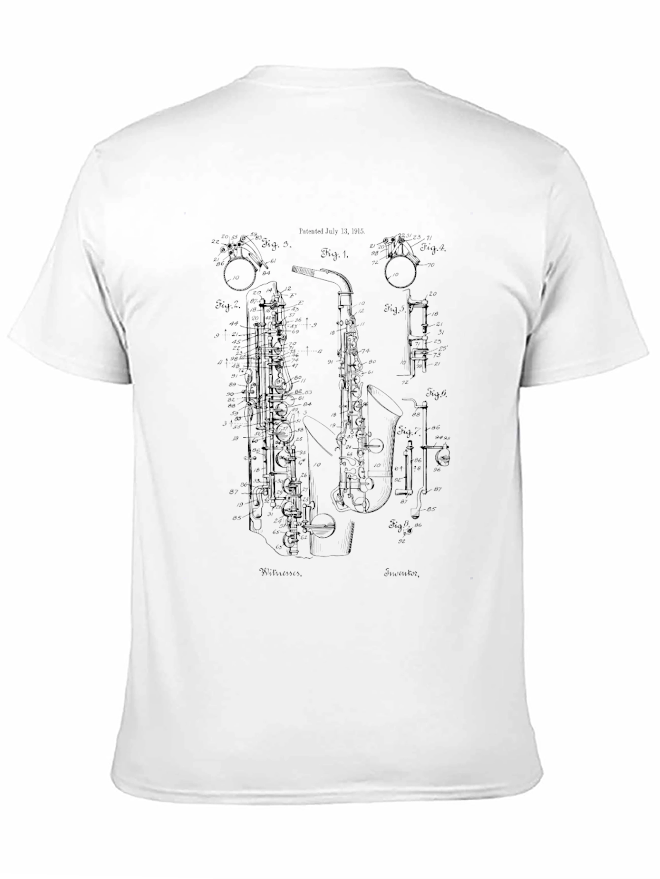 Saxophone Patent T-Shirt - Music Lover Tee