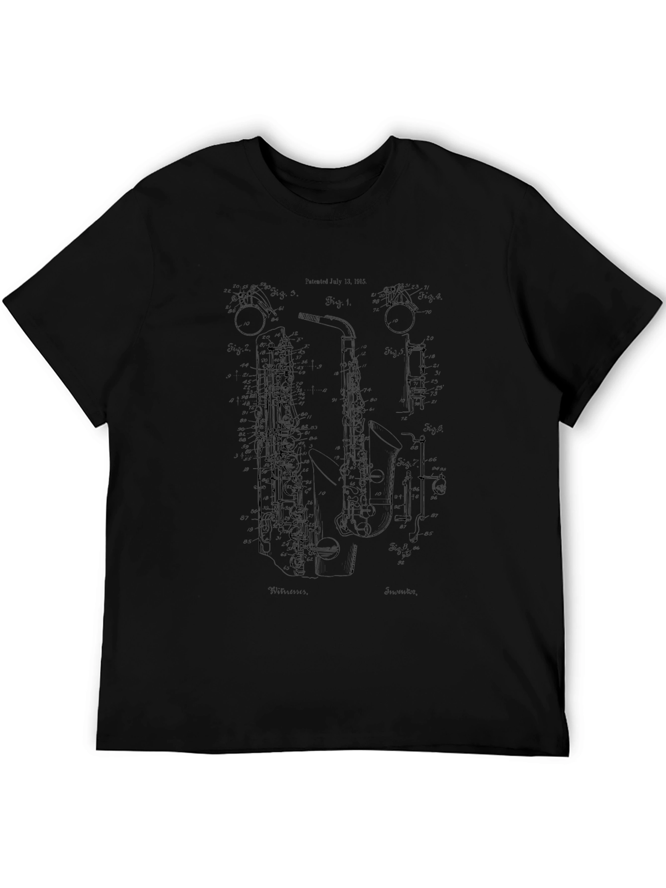 Saxophone Patent T-Shirt - Music Lover Tee
