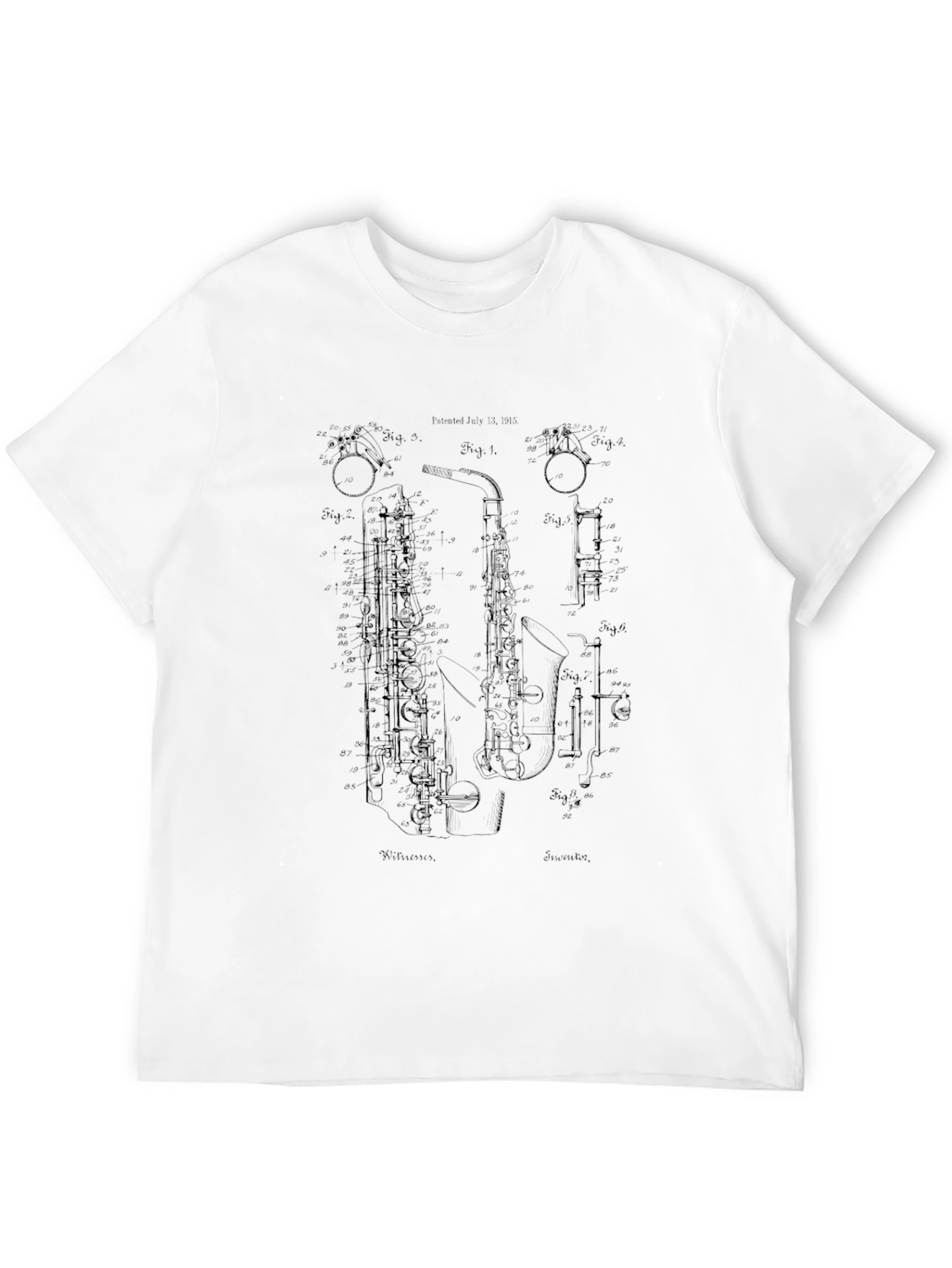 Saxophone Patent T-Shirt - Music Lover Tee