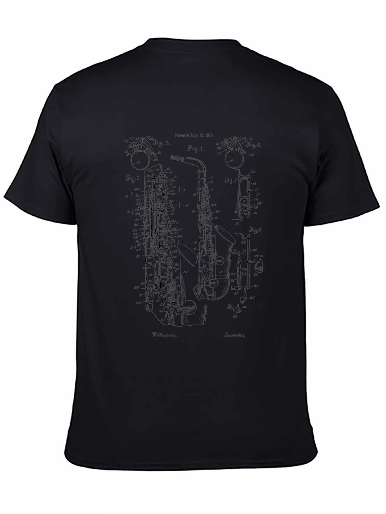 Saxophone Patent T-Shirt - Music Lover Tee