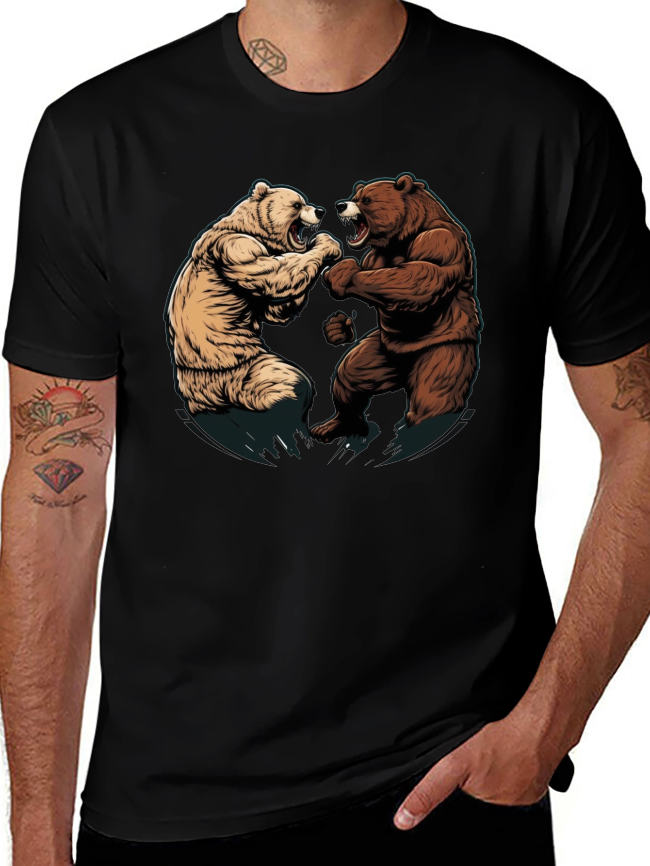 Fighting Bears Graphic Tee - Black