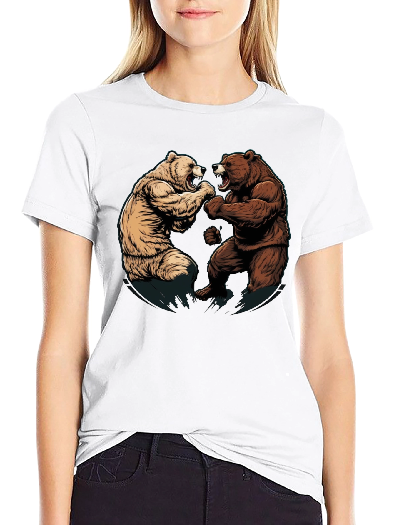 Fighting Bears Graphic Tee - Black
