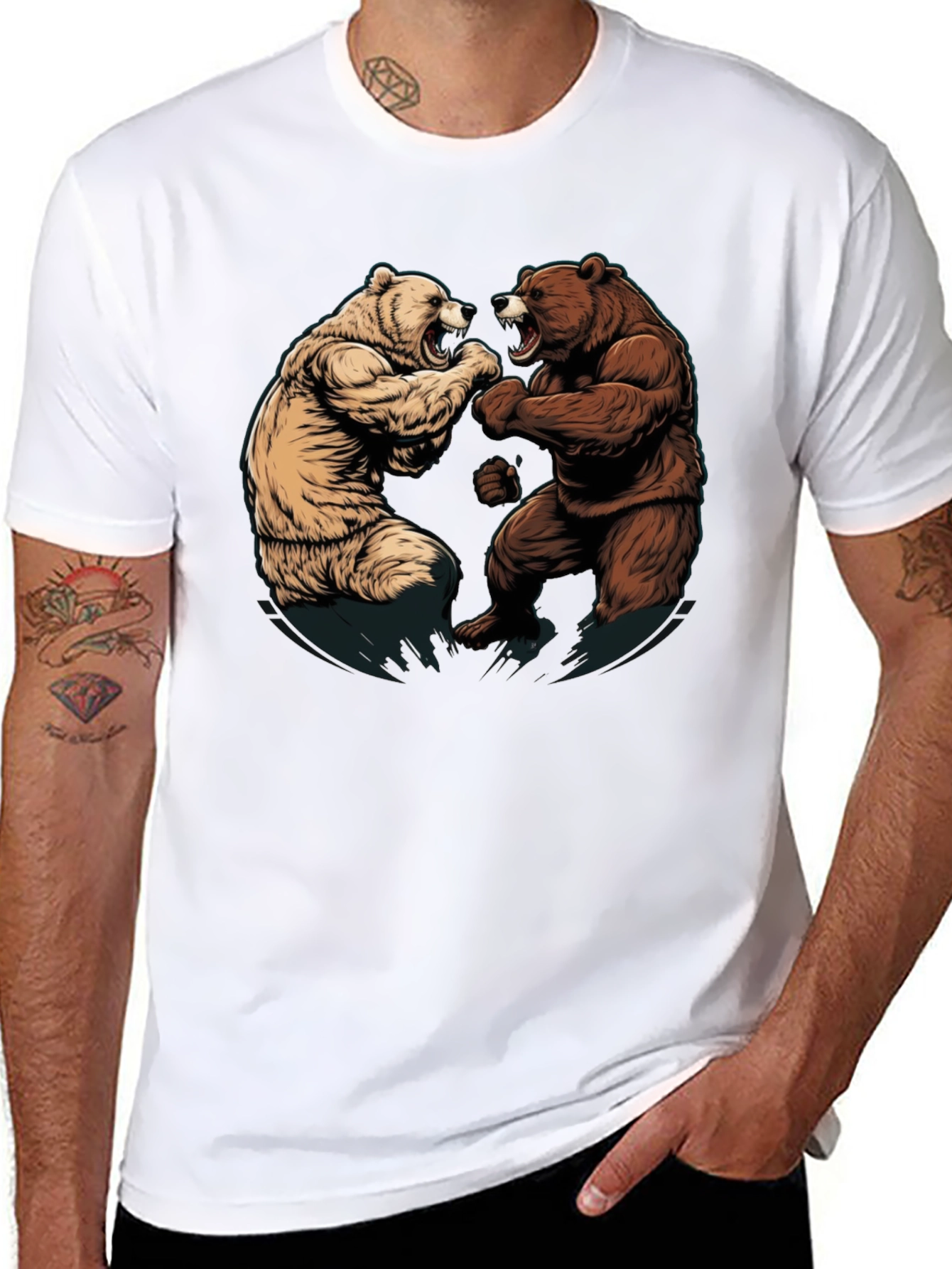 Fighting Bears Graphic Tee - Black