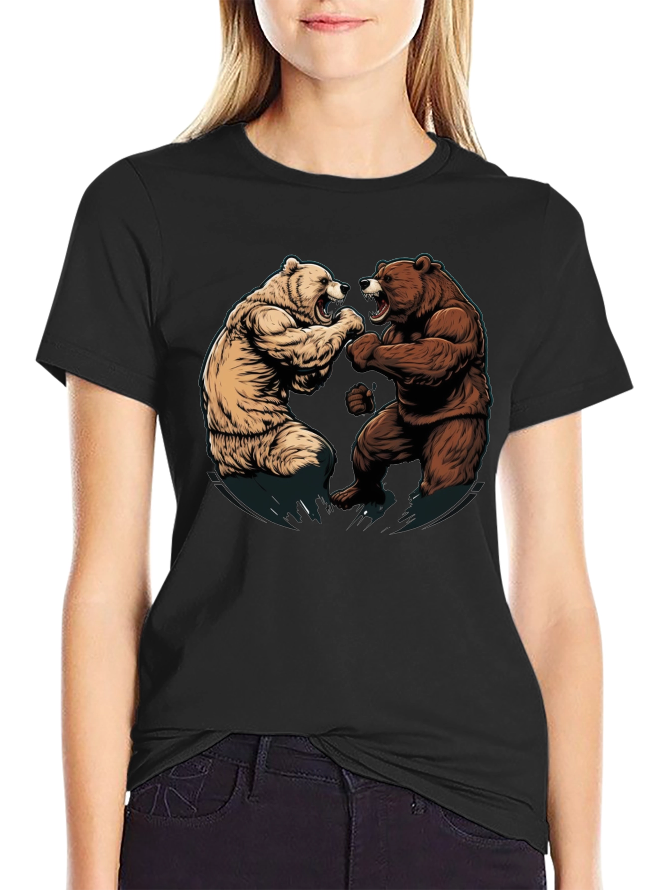 Fighting Bears Graphic Tee - Black