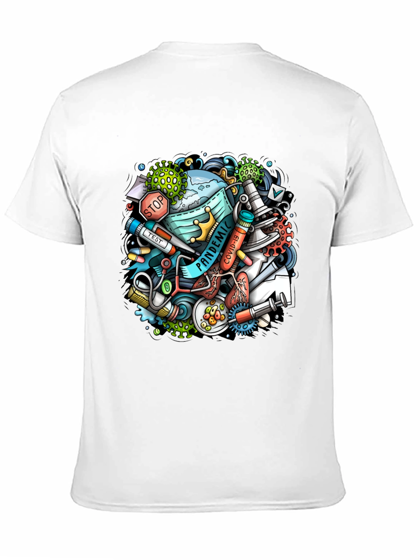 Pandemic Cartoon Graphic Black T-Shirt