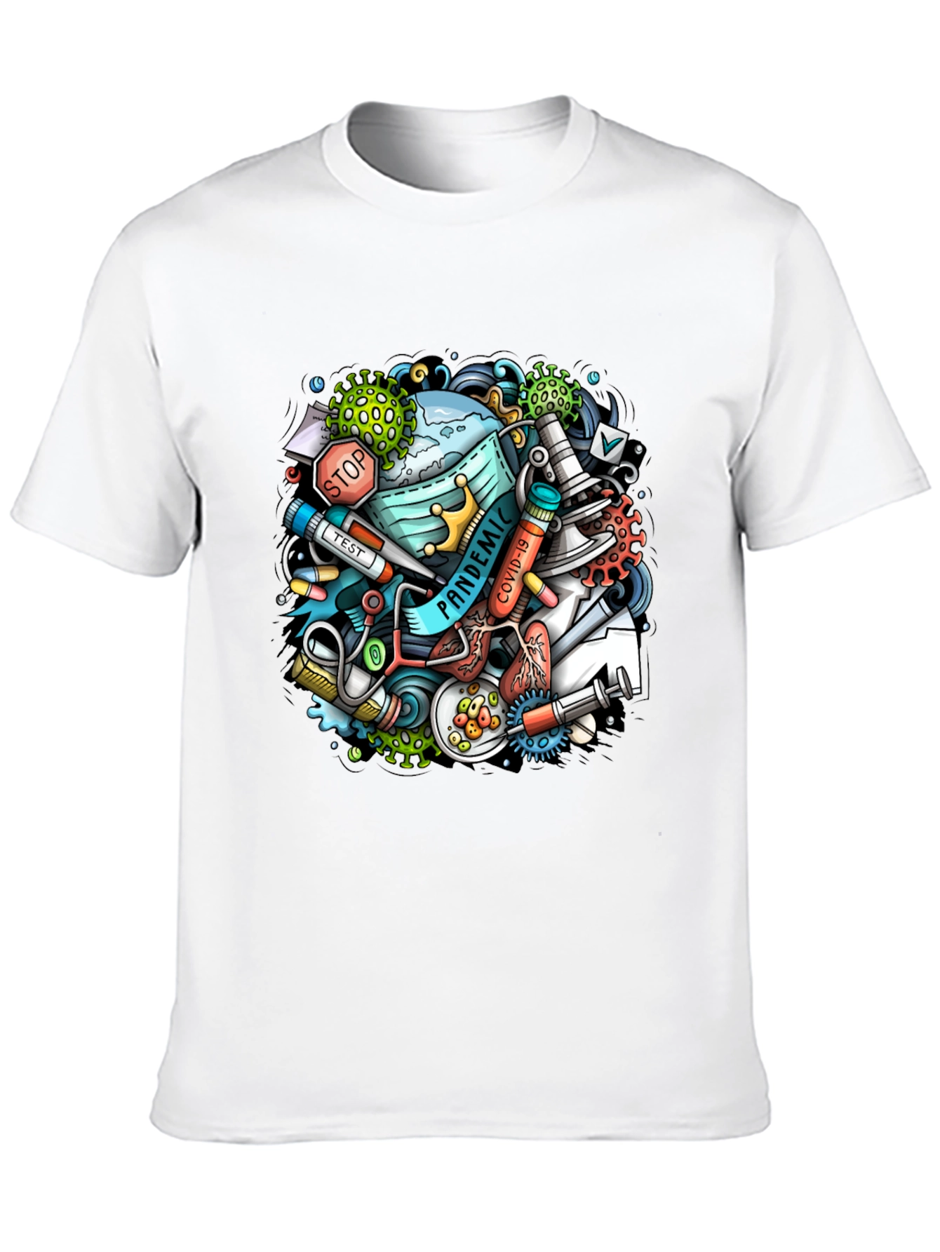 Pandemic Cartoon Graphic Black T-Shirt