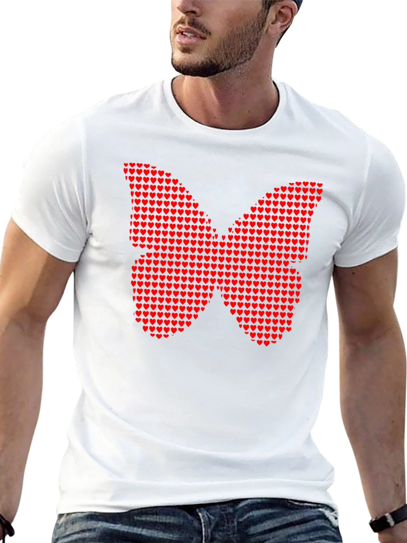 Heart Butterfly Graphic Tee - Trendy Style