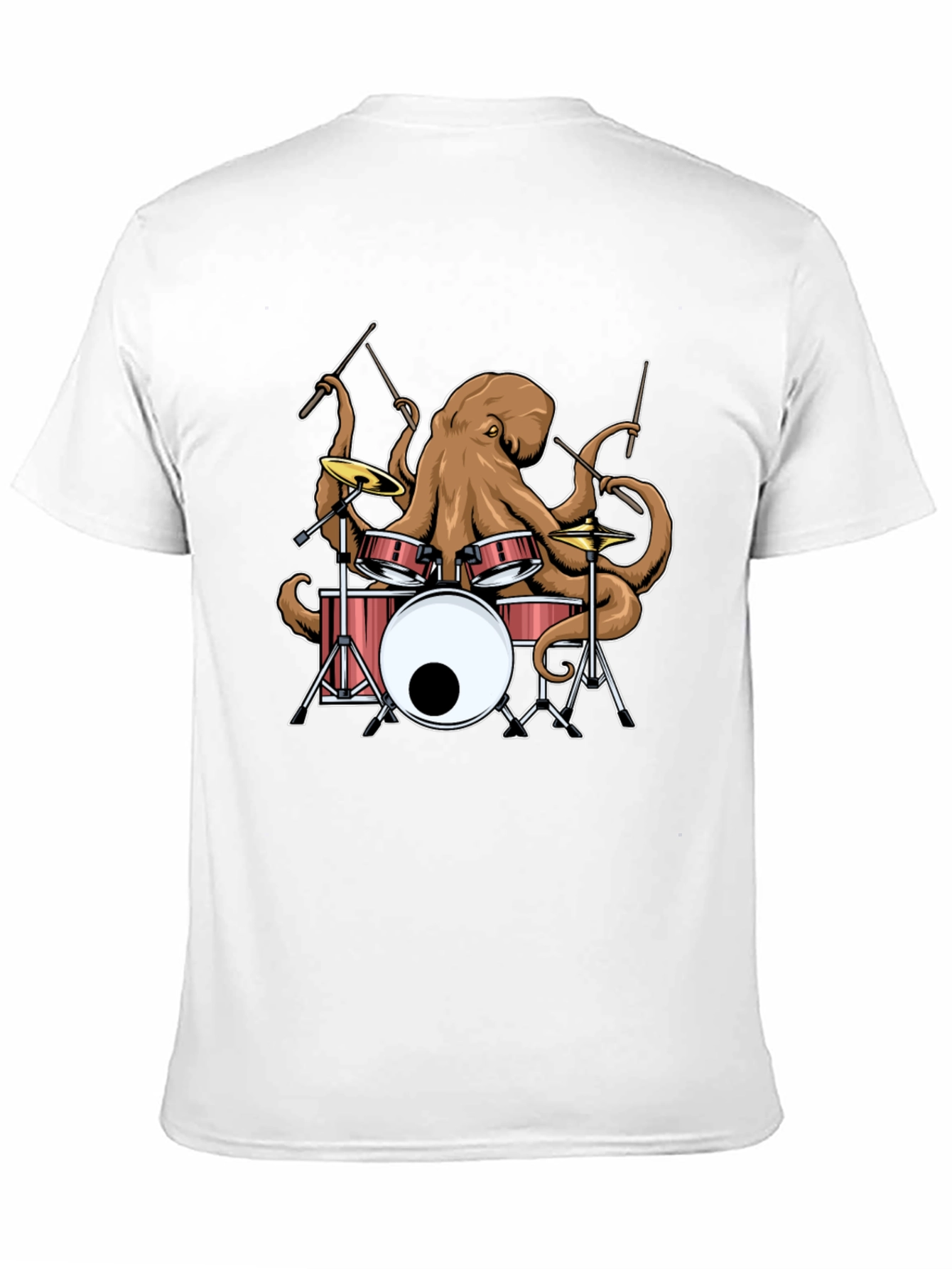 Octopus Drummer Black Graphic T-Shirt