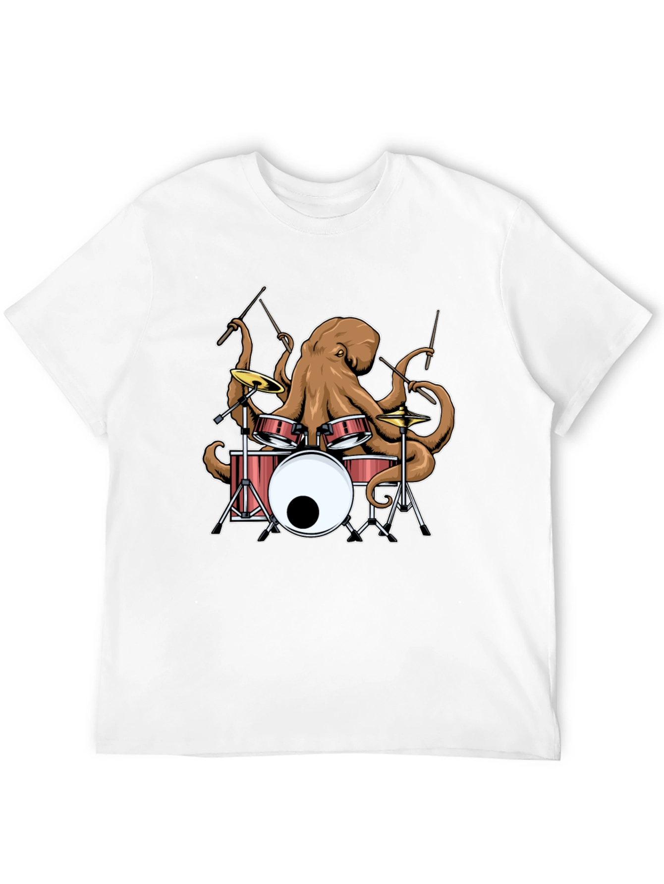 Octopus Drummer Black Graphic T-Shirt