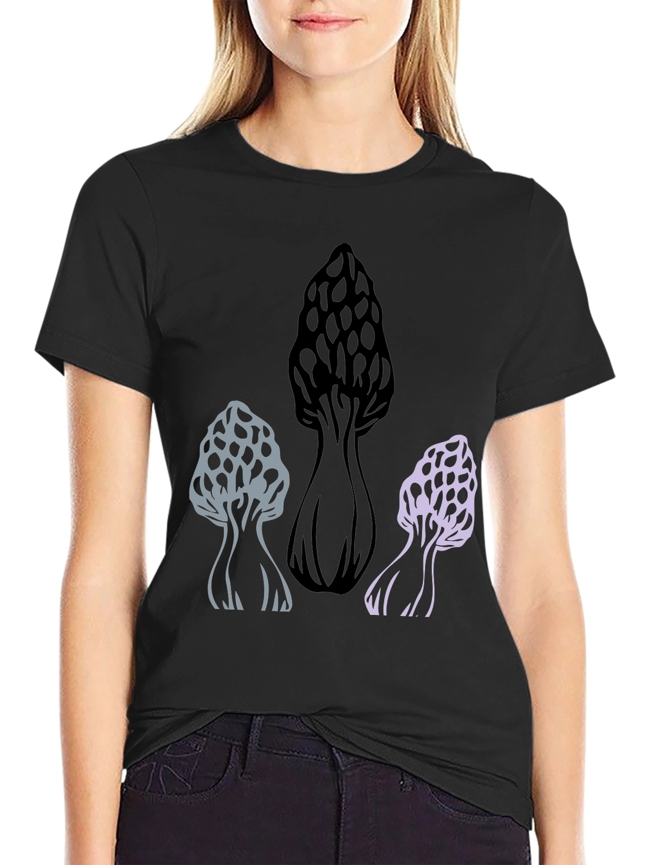 Mushroom Graphic Tee - Black Cotton Blend