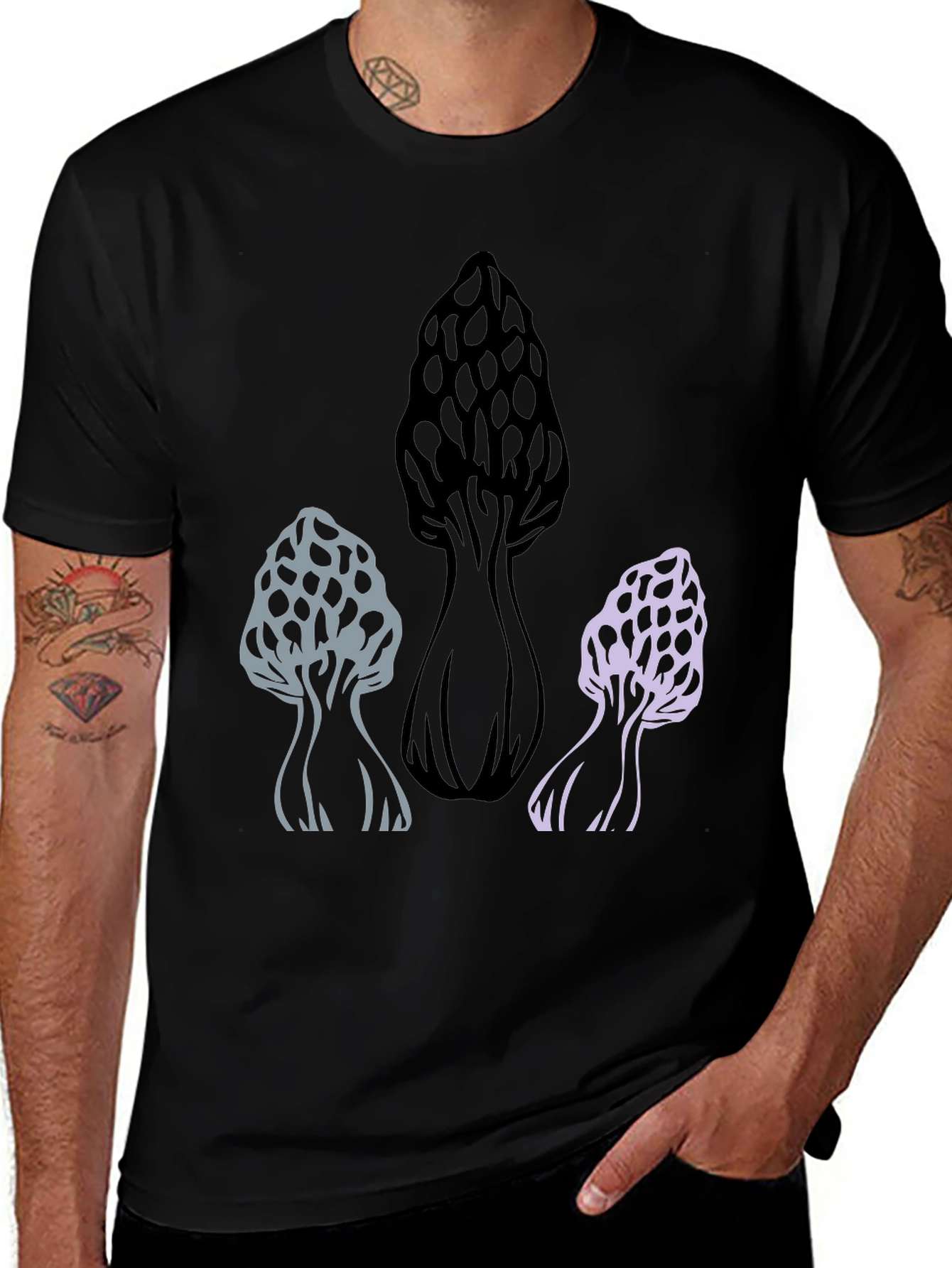 Mushroom Graphic Tee - Black Cotton Blend