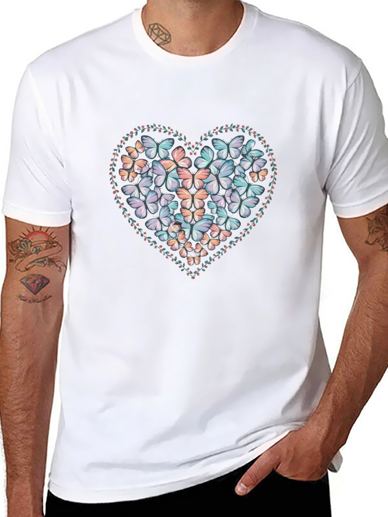 Butterfly Heart Graphic Tee - Black