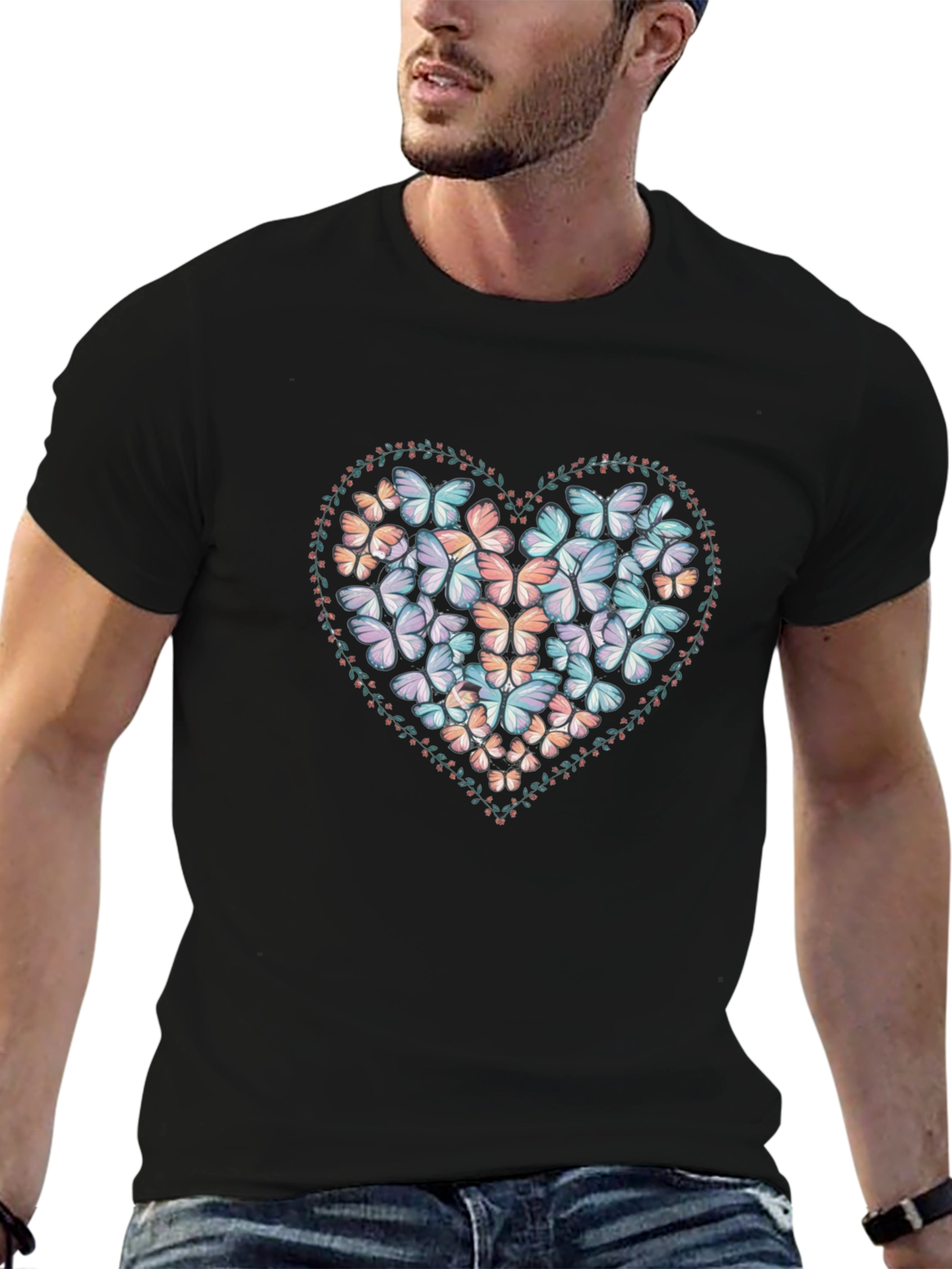 Butterfly Heart Graphic Tee - Black
